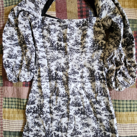 Women's black and white print dress - Picture 5 of 6